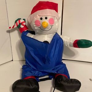 Vintage 1983 Puffalump Style Plush Christmas Holiday Snowman  24” w/23” …